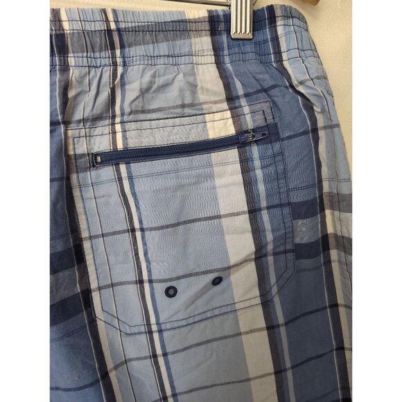 Jos A Bank Swim Shorts Trunks Mens XL Blue Plaid Lined Beach Pool Vacation - Picture 7 of 10